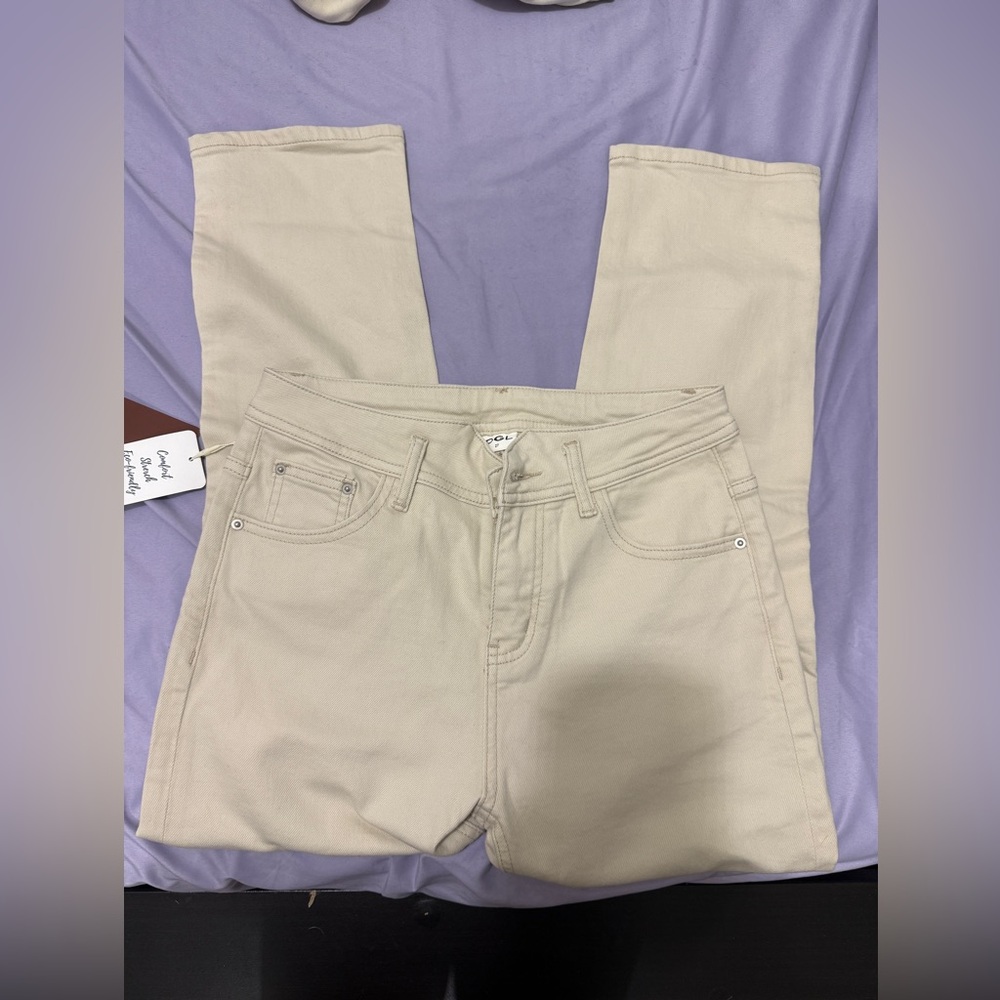 OGL Cream Straight Leg Jeans